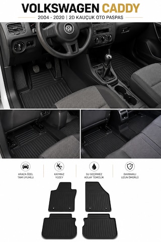Volkswagen Caddy 2004-2020 Uyumlu 2d Kauçuk Oto Paspas Araca Özel Kaymaz Premium