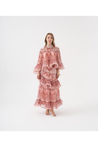 Dantel Desenli Katlı Şifon Volanlı Bluz SOMON