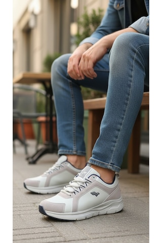 Fore Sport Erkek Kalın Taban Günlük Spor Ayakkabı Rahat Yürüyüş Sneaker Beyaz - Vizon