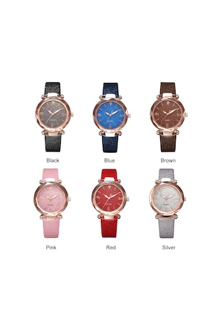 Samdoo Bayanlar İçin Pembe Deri Kordonlu Kuyruklu Yıldız Desenli Kol Saati - Zarfli Tasarım, Kuartz Hareket, Günlük Ve Parti İçin Uygun Diğer