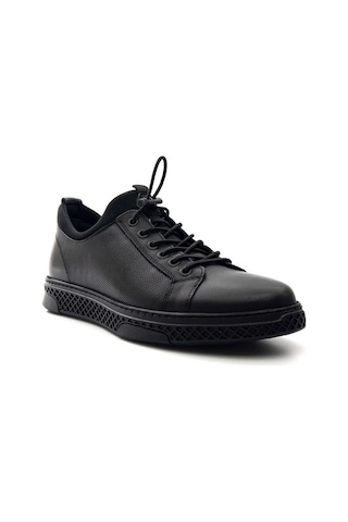 Komcero 3y0461 Streçli Deri Hafif Erkek Sneakers Ayakkabı Siyah