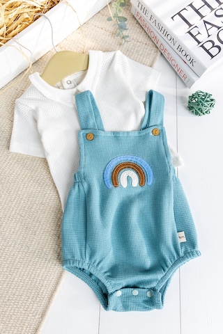 Babymod Gök Kuşaklı 100% Pamuk Erkek Bebek Salopet Yazlık Tulum Yeşil