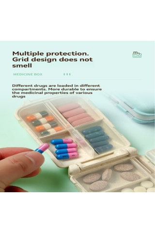 Mufunye Yeşil 8 Bölmeli Plastik İlaç Kutusu - Hafif, Dayanıklı, Sınıflandırılmış Saklama, Nem Ve Kirlilikten Koruma, Ev Ve Seyahat İçin Uygun