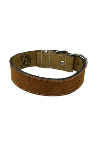 Lnleather El Yapımı Vaketa Deri Taba Orta Irk Köpek Tasması 60 CM Taba