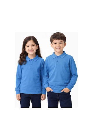 Store Mavi Gök Mavisi Polo Yaka Uzunkol T-shirt Mavi