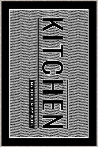 Gri Kaymaz Tabanlı Kitchen Yazan Mutfak Halısı Yolluk Vh097n11