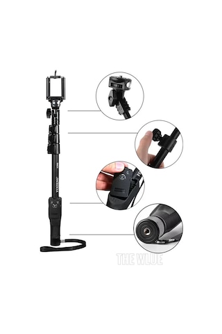 Bluetooth Kumandalı Profesyonel Selfie Çubuğu Monopod 125cm