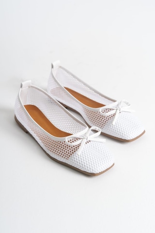 Meyoushoes File Fiyonklu Babet Beyaz 40 Siyah
