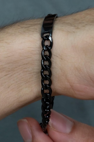 Kişiye Isim Yazılı Dark Black Çelik Erkek Bileklik Ack06Isyh Siyah