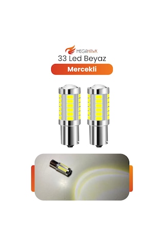 1156 P21w 33 Led Ampul Beyaz 12v Canbus Geri Vites Stop Sinyal Tek Duy 2 Adet