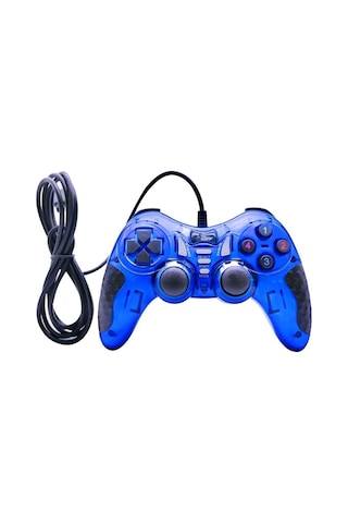 Pc Uyumlu Usb Dual Shock Titreşimli Joystick Oyun Kolu-cfl-2586 Mavi