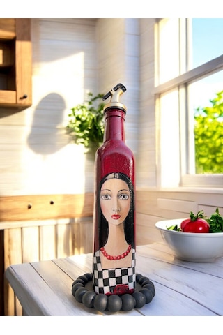 500 Ml El Yapımı Kadın Portreli Cam Yağdanlık Sosluk, Sirkelik, Mutfak & Sofra Aksesuarı, Sunum Siyah Kırmızı 500 Ml El Yapımı Kadın Portreli Cam Yağdanlık Sosluk, Sirkelik, Mutfak & Sofra Aksesuarı, Sunum Siyah Kırmızı
