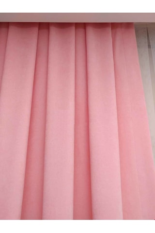 Decoperde Pembe Ada Fon Perde Pilesiz Extraforlu Düz Dikim Büzgü Pile