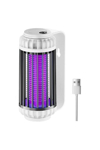 Aubyhe Gri Usb Şarjlı 1200mah Sessiz Elektrikli Mus Derleyici Işık - Duvar/masa Üstü Montajlı, Mus Öldürücü Ve Islak Işık Modu, 2022 Yeni Model