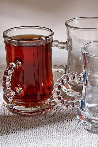 Perotti Pearl 6'lı Boncuklu Cam Çay Bardağı 180 Ml
