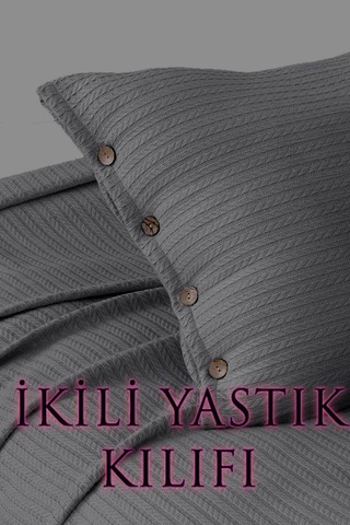 Örgü Desen Yastık Kılıfı 2 Adet Antrasit