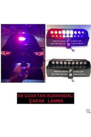 Araç Içi Vantuzlu Çakar Lamba Kırmızı-Mavi 12V 6 Ledli 7 Modlü (487261356)