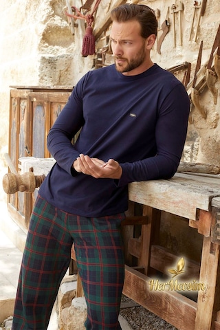 Aydoğan Erkek Kışlık Pijama Takımı Pamuklu Uzun Kol Jakarlı Koyu Mor Berk J-3381