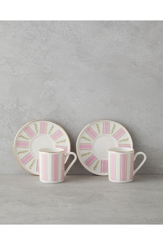 English Home Serenade Bone Porselen 4 Parça 2 Kişilik Kahve Fincan Takımı 90 Ml Pembe - Gold Pembe - Gold