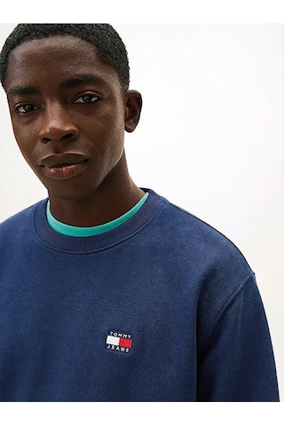 Tjm Reg Badge Crew Ext Erkek Mavi Sweatshirt - Dm0dm22665 Mavi