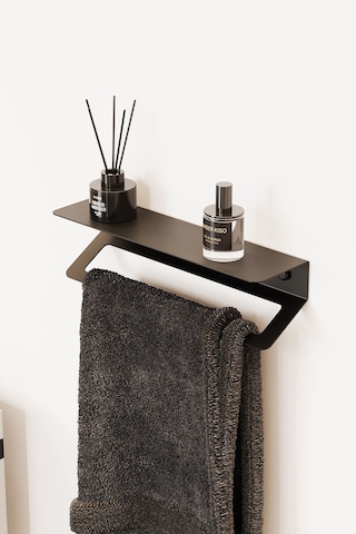 Zift Unique Mat Siyah Ömür Boyu Paslanmaz Çelik Havlu Askısı , Raflı Ve Yapışkanlı Havlu Tutacağı, Havluluk 30cm Diğer