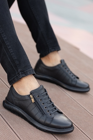 Garantili D262 Günlük Ortopedik Hakiki Deri Erkek Ayakkabı Siyah