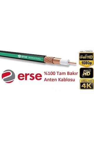 Erse Kablo Rg6-U6 75 Ohm Koaksiyel Kablo %100 Bakır