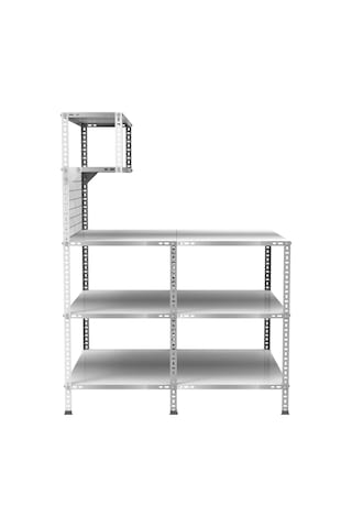 3 Katlı Duble Paketleme Masası 118x93 Cm - 2 Raflı Tel Kafesli , Atölye, Depo, Hobi Çalışma Masası Gri