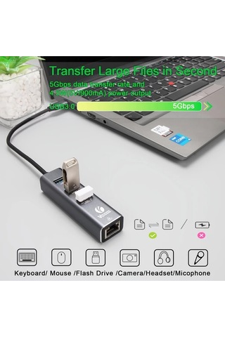 Xuweiwei Portable 311b Vcom Taşınabilir Alüminyum 4ü1 Hub 3x Usb 3.0 5gbps 1000mbps Ethernet Usb Type-c Uyumlu
