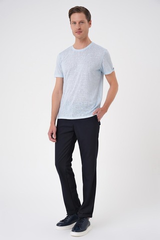 Efor Comfort Fit Bisiklet Yaka Viskon Karışımlı Casual Mavi Tişört Ts 902 Mavi