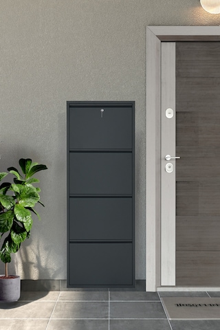 Arpelia Metal Ayakkabılık 4 Lü Kilitli Antrasit