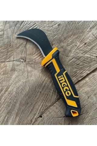 İngco Eğri Uçlu Kamp Bıçak Aşı Kamp Bıçağı Kablo Soyma Kamp Bıçağı Bağ Kamp Bıçağı 18cm Turuncu
