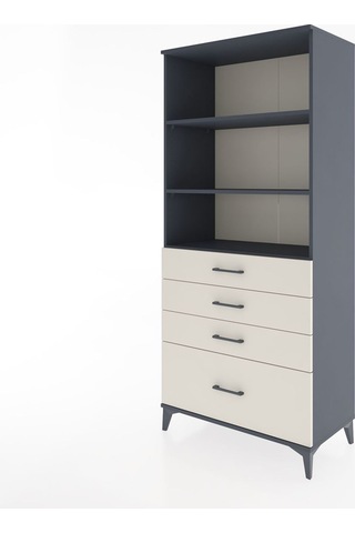 Hyperion Dolap 3 Raflı 4 Çekmeceli 88x44x195 Antrasit-aytaşı Antrasit