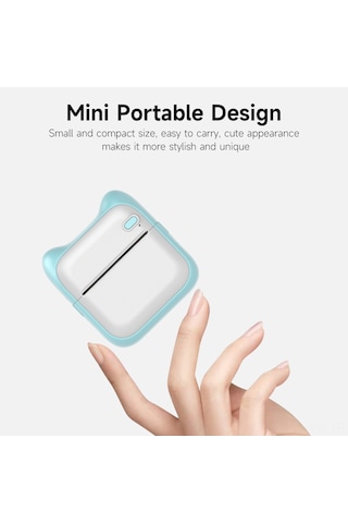 Vkemall Mavi Bluetooth Termal Yazıcı - Cep Boyutunda 200dpi Fotoğraf/doküman/not Yazdırma - Taşınabilir A8 Modeli