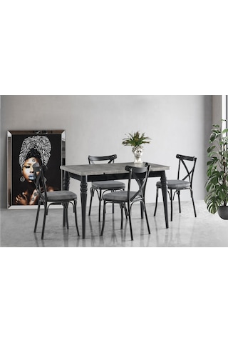Yanlardan Açılır Yakamoz Masa Retro Gümüş Desen Topkapı Ayak 4 Ad