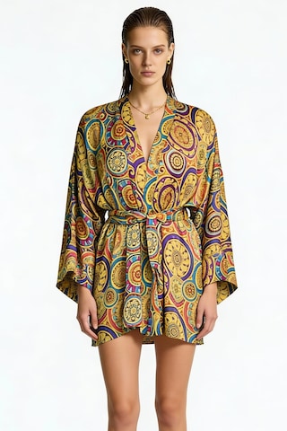 Fumee Vionne Kısa Saten Sabahlık / Kimono Çok Renkli