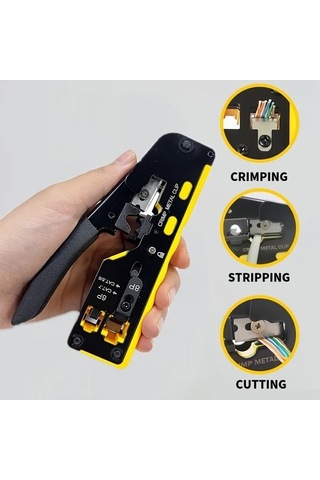 Besthome1 Dream011 Sarı Rj45 Sıkma Alet Seti 6p 8p Ethernet Sıkacağı Cat7 Cat6 Cat5 Karbon Çelik Kurulum