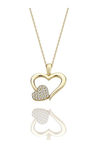 Kalp İçinde Kalp Çok Şık 14 Ayar Altın Kolye Altın