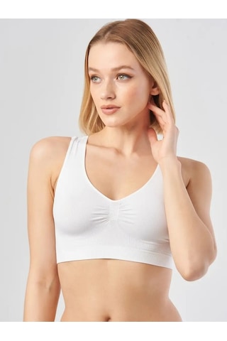 Mistirik Rosella Model Kalın Askılı Büstiyer Spor Rahat Toparlayıcı Korse Sütyen Beyaz Renk Beyaz