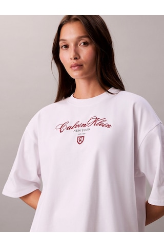 Calvin Klein Kısa Kollu Oversize Ck Ny Kadın Beyaz T-shirt Lv047e232g-yaa Beyaz