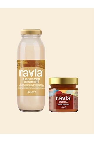 2'li Ürün - Ravla Badem İçeceği Konsantresi - 250g/ Ravla Salgı Balı Meşe Kaynaklı - 250g