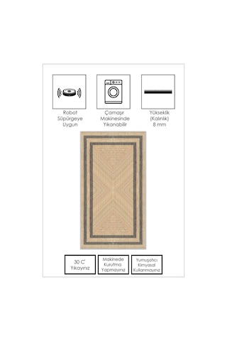 West Home Makinede Yıkanabilir Kaymaz Taban Leke Tutmaz Bej Salon Halısı Mutfak Halısı Ve Yolluk Wh 594 Beige Yolluk