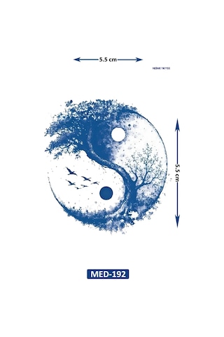 Ağaç Ying Yang Dostluğu 5 Cm Minimal Geçici Dövme Yarı Kalıcı Geçici Dövme