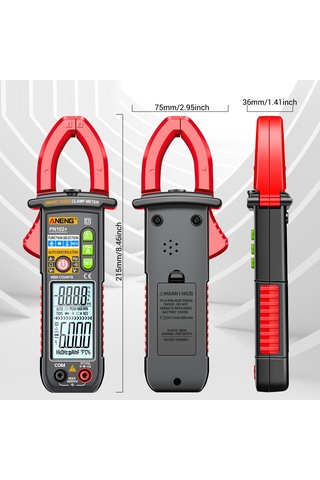 Aneng Pn102+ Ac Akım Ve Ac/dc Gerilim Test Cihazı Ses Yayını Okuma El Feneri İle Dijital Pens Metre