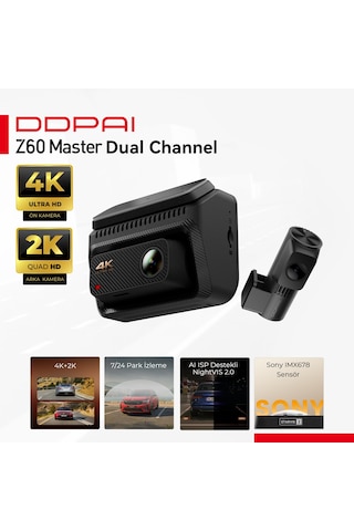 Z60 Master 4k+2k Çift Kanallı Araç Kamerası Ön-arka Starvıs 2 Gps Wi-fi 6 Hdr Gece Görüşü Park Modu