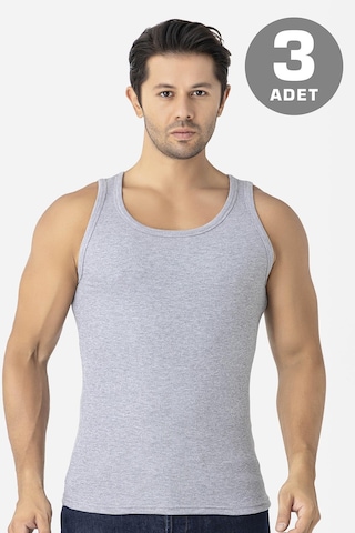 Erkek Gri Fitilli Kaşkorse Atlet 3'lü Paket Esnek Ve Yumuşak Kumaş Gri