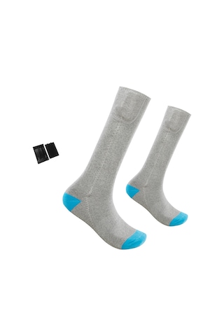 Geeroyoo Kumaş Isıtıcı Çoraplar, Winter Spor İçin Usb Şarjlı, Tip C Pil Kutusu İle, Gri-mavi, Erkek/kadın, Ski Ve Bisiklet Yürüyüşleri İçin Isı Sağlar Çok Renkli