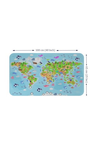 Eğitici Dünya Haritası Dünya Atlası Çocuk Ve Bebek Odası Duvar Sticker-60x105-3782 - Renkli Çok Renkli