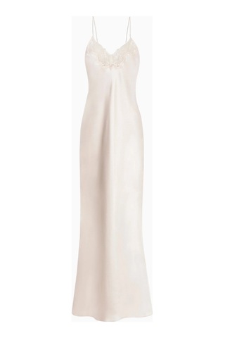 United Colors Of Benetton Because Of Alice Satin Lace Detail Camisole Maxi Dress Kadın Elbise Kırık Beyaz