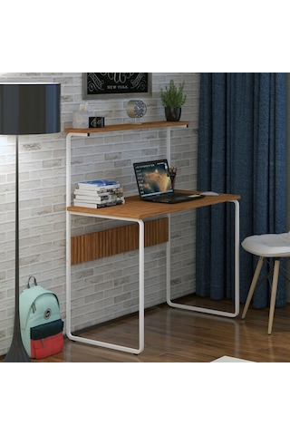 Dehalimited G Masa 100X50 Metal Iskeletli Parlak Bambu Yüzey Ders Çalışma Ve Bambu - Beyaz